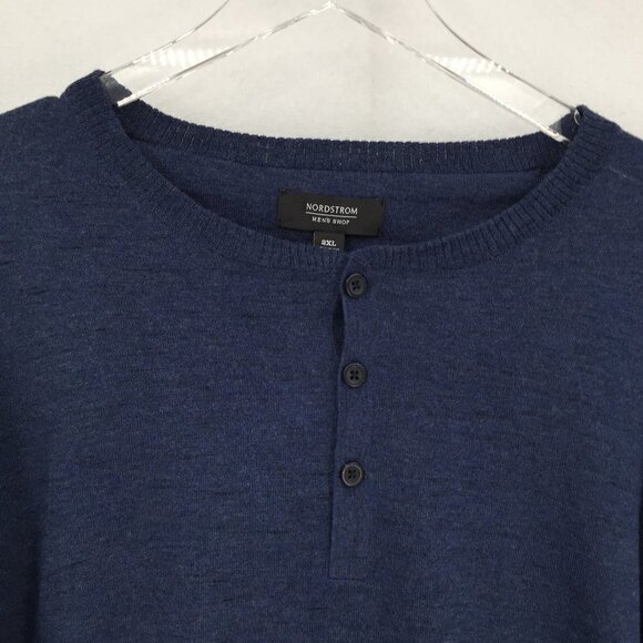 Nordstrom henley navy blue slub sweater men button new XXL XX-Large - Picture 3 of 5